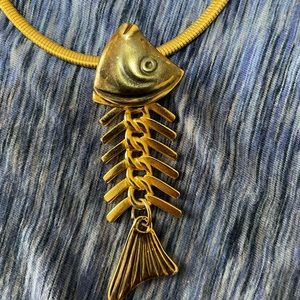 Gold-tone fish pendant necklace